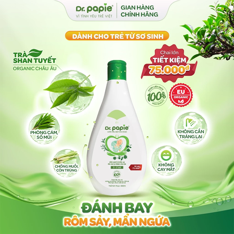 Công ty CP Dược phẩm STARMED chính thức nhập cuộc cùng các “ông lớn” trong ngành mẹ bé 2 Nước tắm thảo dược Dr.Papie hoàn toàn 100% thảo dược tự nhiên organic