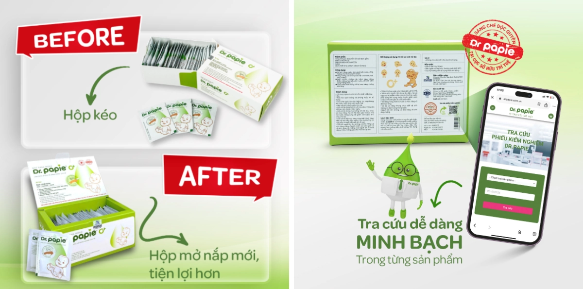 Thông báo thay đổi bao bì Gạc răng miệng Dr.Papie 0+ (30 gói) 2 Thay doi bao bi gac 0 2